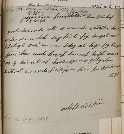 Intyg om Cathrina Svensdotters personlighet, år 1831