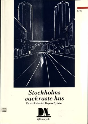 Tryckt broschyr med presentation och färgbilder av 14 utvalda hus i Stockholm