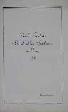 Adolf Fredriks församlings barnkrubba – spädbarnsavdelningen 1932