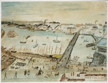 Utsigt af Nybrohamnen och Blasieholmshamnen år 1840  ur minnet