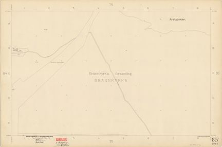 Kartan är ritad i tusch på papper som gulnat med tiden.