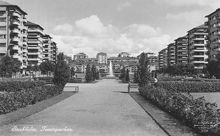 Tessinparken sedd mot nordost. Nybyggda hus i Gärdesstaden