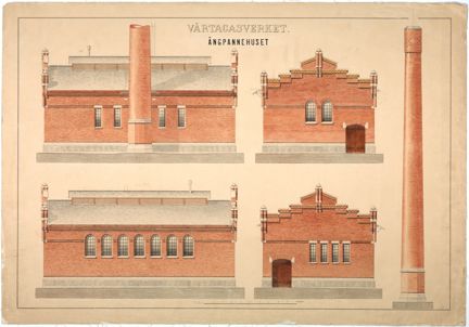 Utförd i tusch och färglagd i akvarell på papper som gulnat av ålder. 
