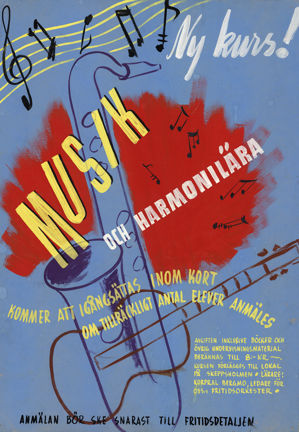 Färgglad affisch för kurs i musik och harmonilära