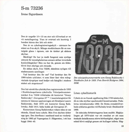Text om registreringsskyltar och cykelns historia