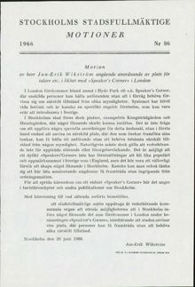 Motion om "Speakers' corner" i Stockholm år 1966