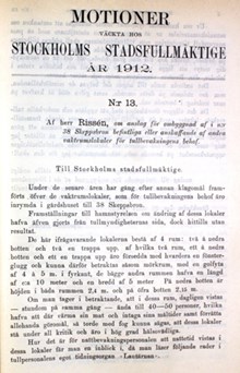 Motion om åtgärder mot hälsovådliga förhållanden i tullbevakningens vaktrumslokaler – Stadsfullmäktige 1912