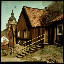 Nuvarande Sandbacksgatan f.d. Stigbergsgatan västerut mot Katarina kyrka 1929