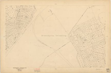 Bladet är ritat i tusch på papper som numera är gulnat