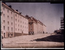 Rödabergsområdet under byggnad. Rödabergsgatan österut från Torsgatan