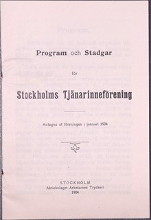 Program och stadgar för Stockholms Tjänarinneförening