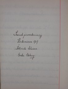 Anna Sandströms skola – Minnen från barndomen, elevuppsats 1909